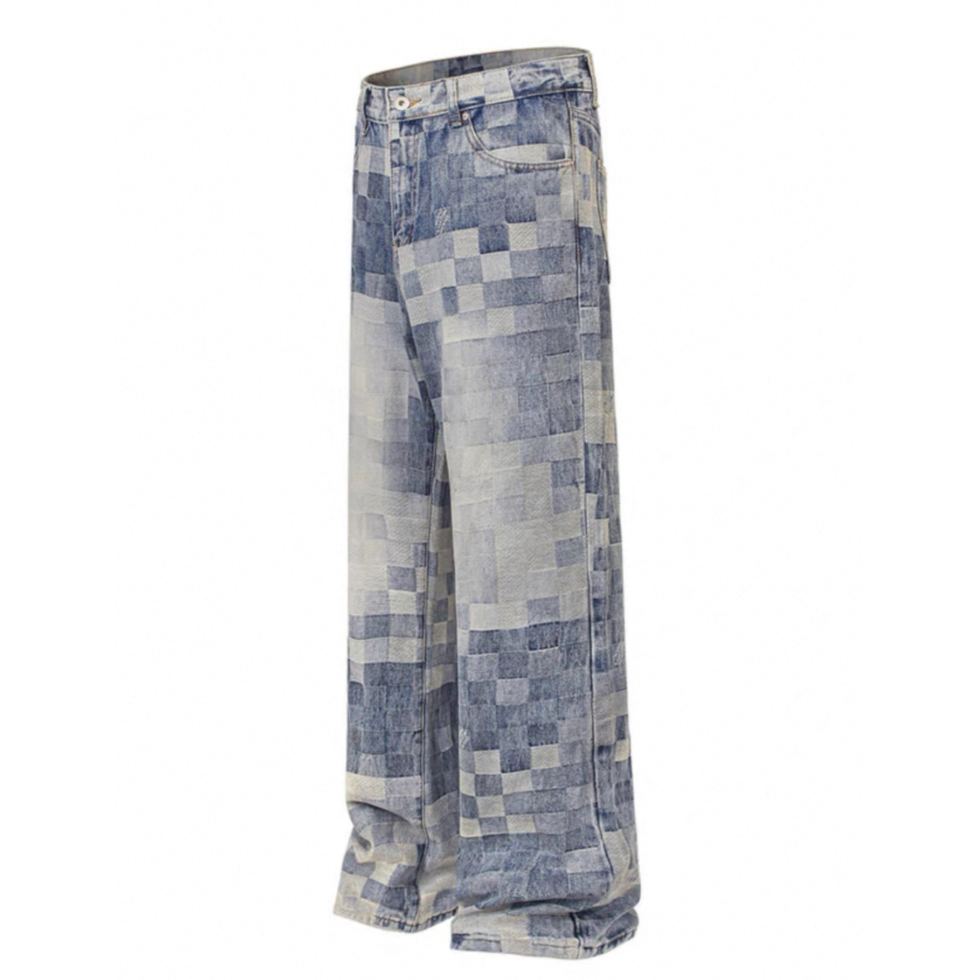 【Stk48】Check Straight Denim