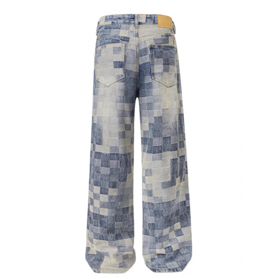 【Stk48】Check Straight Denim