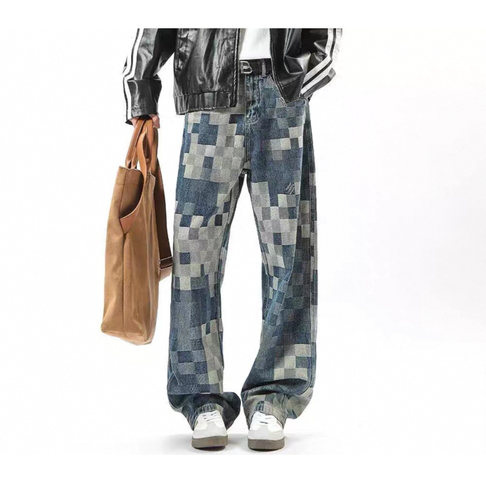 【Stk48】Check Straight Denim