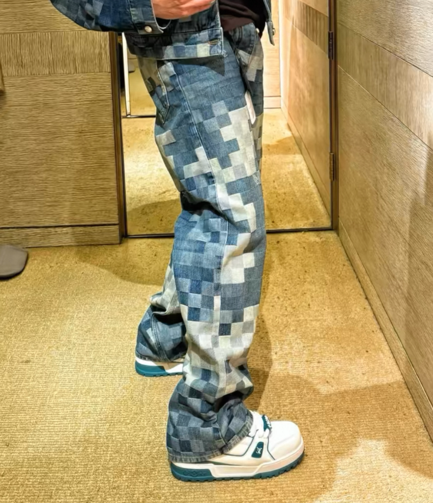 【Stk48】Check Straight Denim