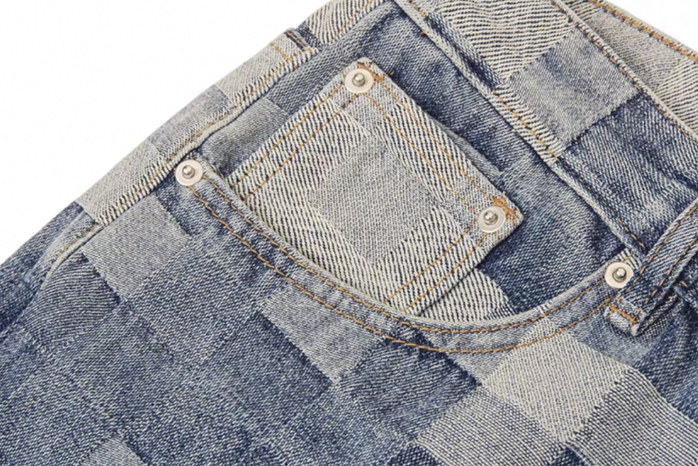 【Stk48】Check Straight Denim
