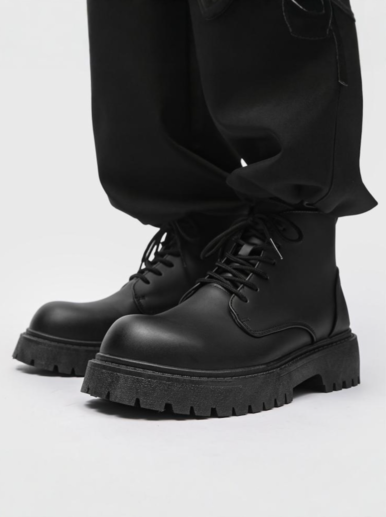 【Stk111】Medium-top leather sneaker +8cm