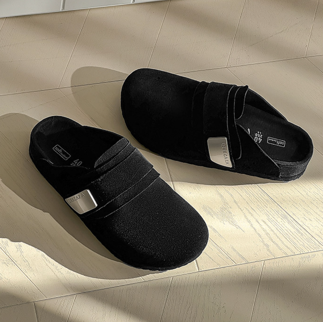 【Stk166】Noir Velour Sandal +4cm