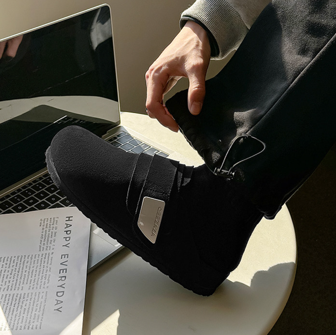 【Stk166】Noir Velour Sandal +4cm