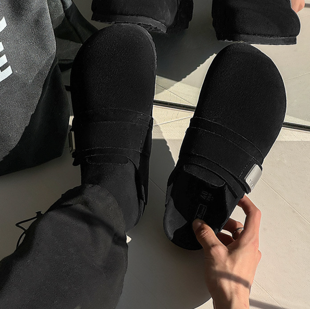 【Stk166】Noir Velour Sandal +4cm