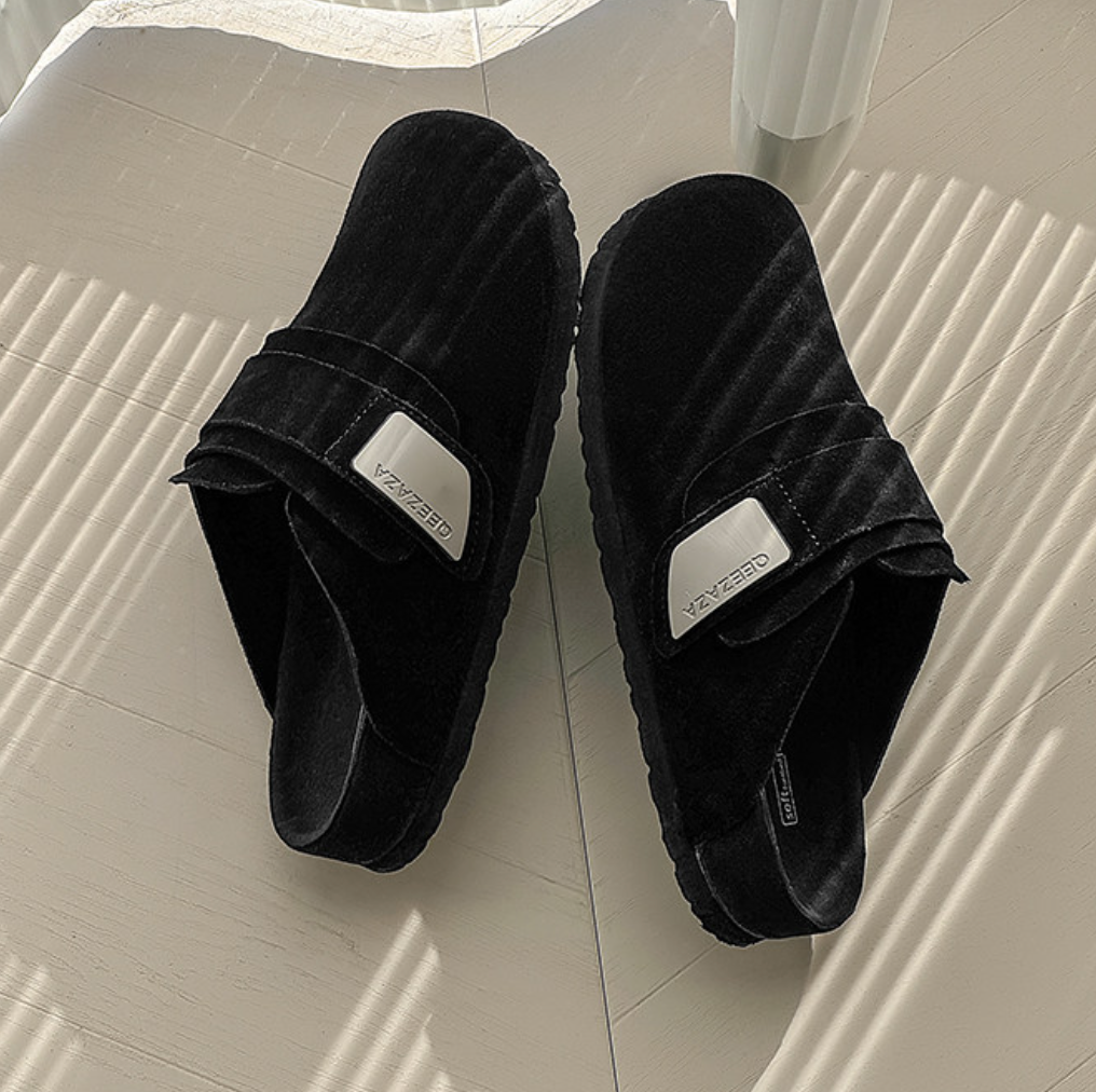 【Stk166】Noir Velour Sandal +4cm