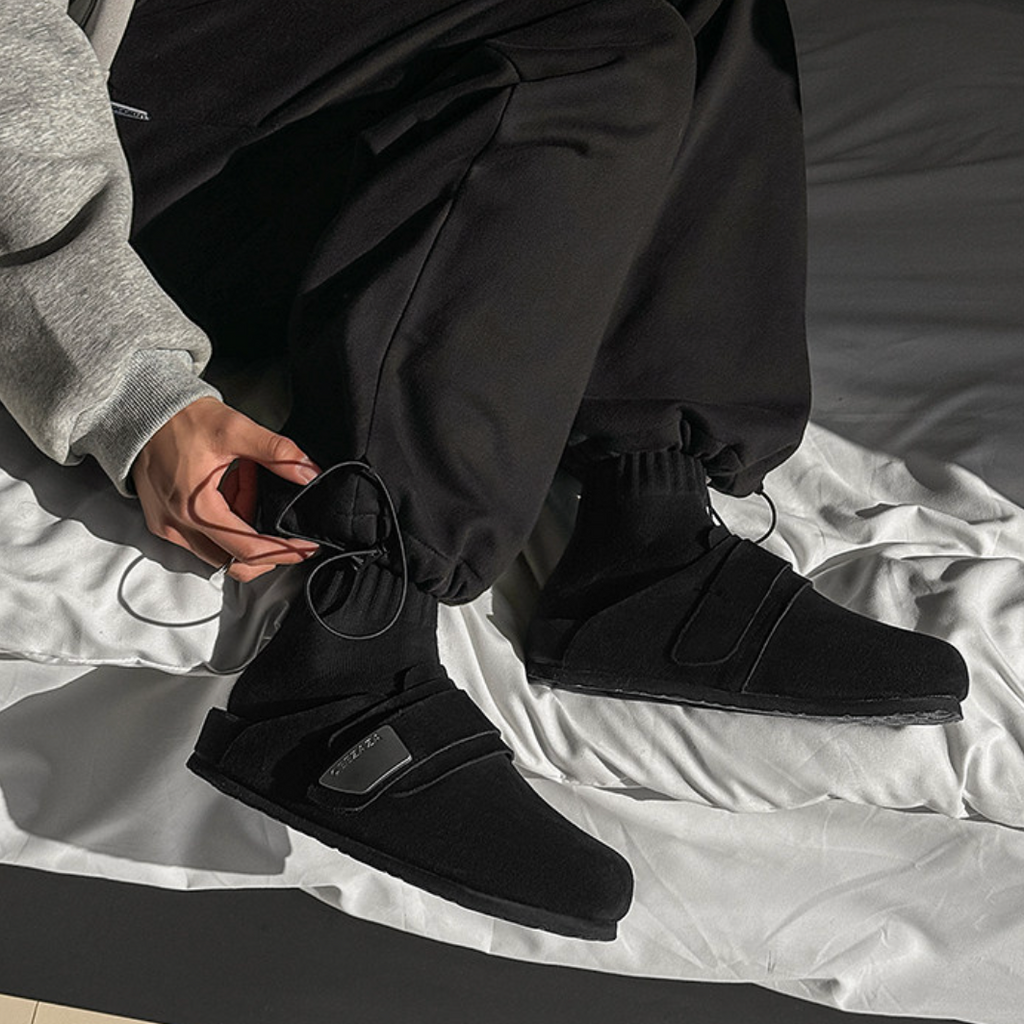 【Stk166】Noir Velour Sandal +4cm