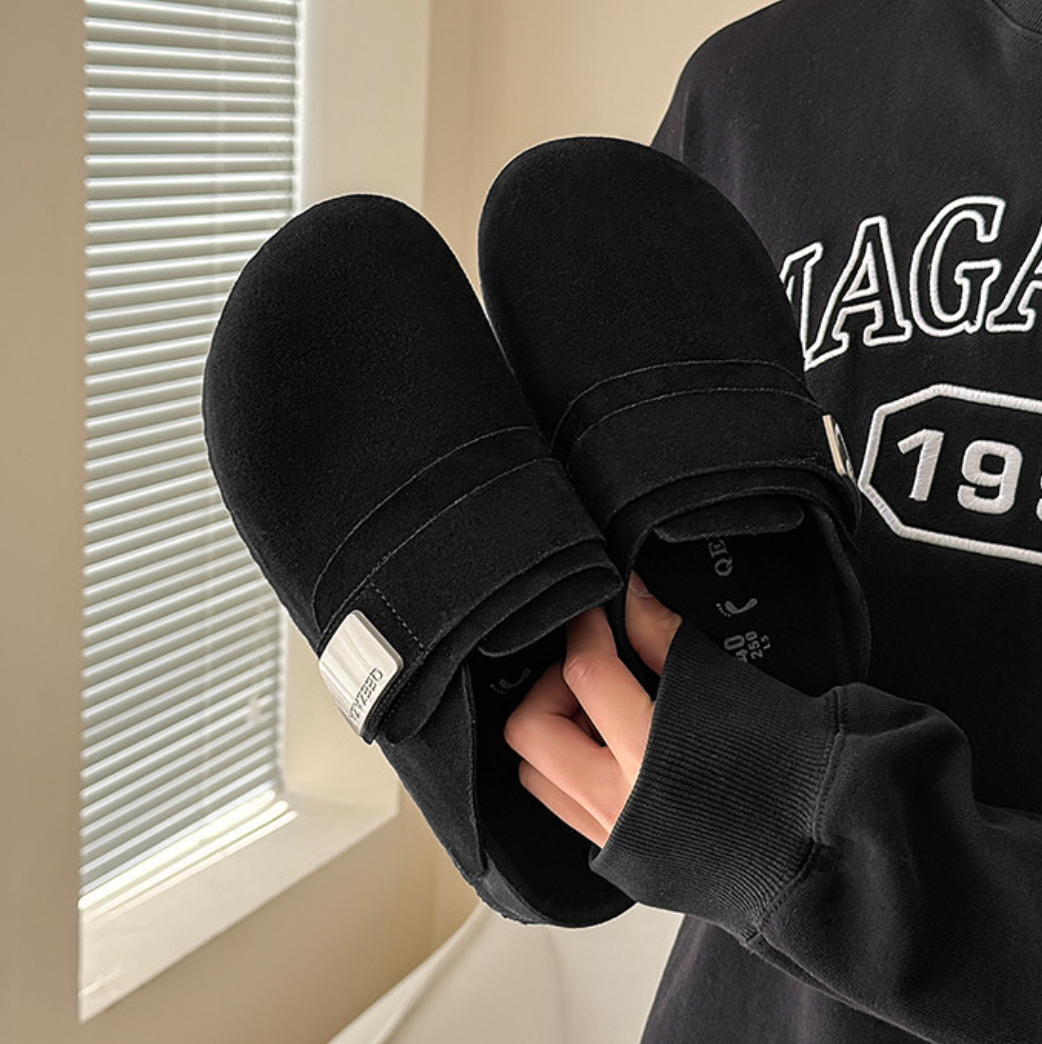 【Stk166】Noir Velour Sandal +4cm